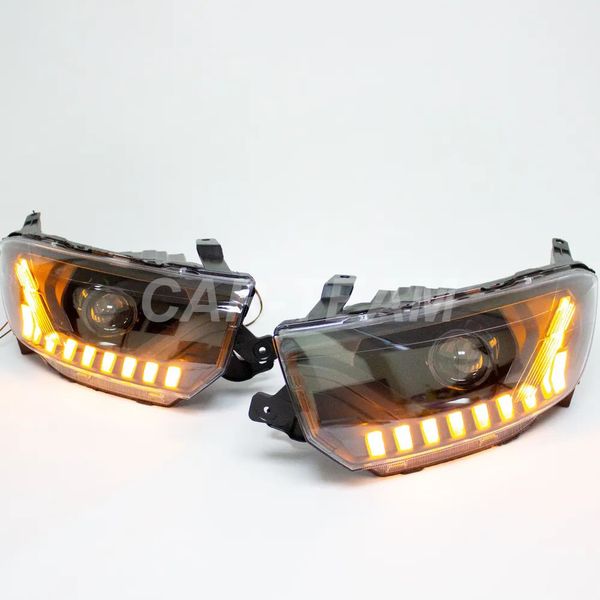 Фары на Лада Гранта FL передние в стиле AUDI с Bi LED модулями, черная маска (под ключ)