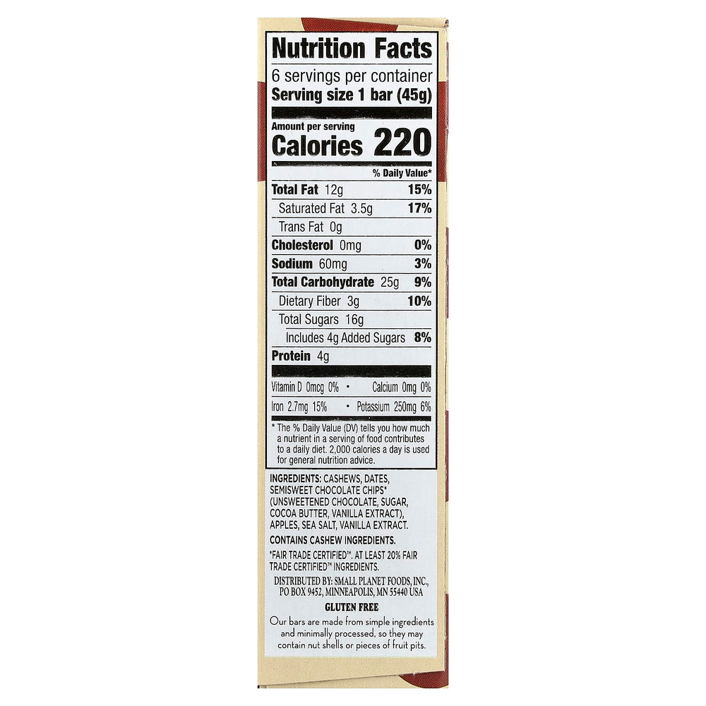 Larabar, Real Fruit & Nut Bar™, батончик с шоколадной крошкой, 6 батончиков по 45 г (1,6 унции)
