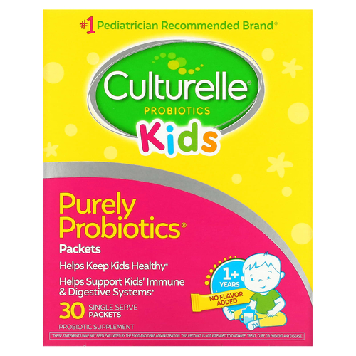 Culturelle, Purely Probiotics, пробиотики для детей от 1 года, без добавок, 23 мг, 30 порционных пакетиков