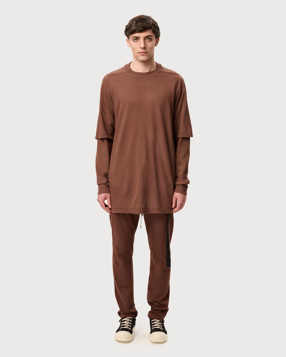 RICK OWENS DRKSHDW ЛОНГСЛИВ КОРИЧНЕВЫЙ HUSTLER