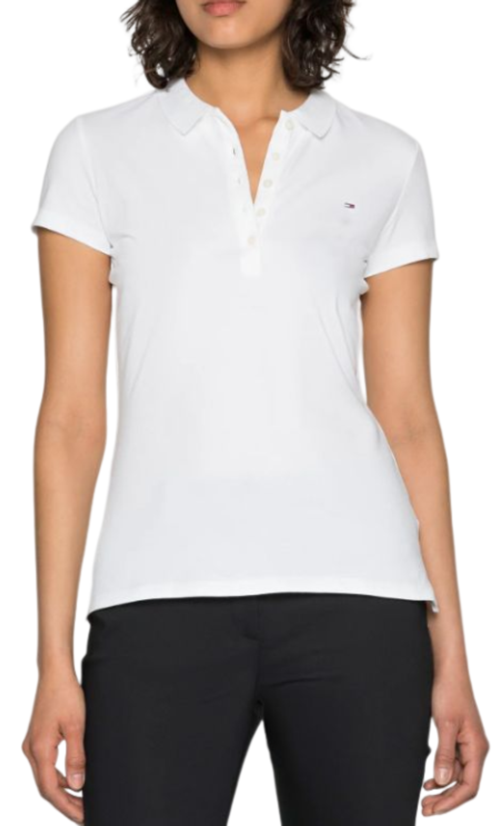 Женское поло Tommy Hilfiger 1985 Slim Pique Polo - ecru