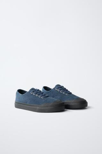 ZARA КОЖАНЫЕ КРОССОВКИ, СИНИЙ
