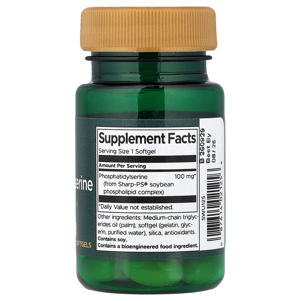 Swanson Vitamins, Фосфатидилсерин, 100 мг, 30 мягких таблеток