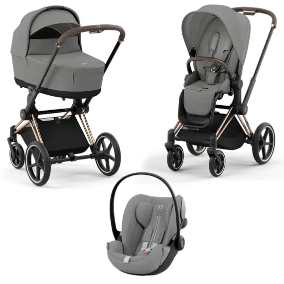 Детская коляска Cybex Priam IV 2 в 1 Mirage Grey + Cloud G i-Size Stone Grey Plus