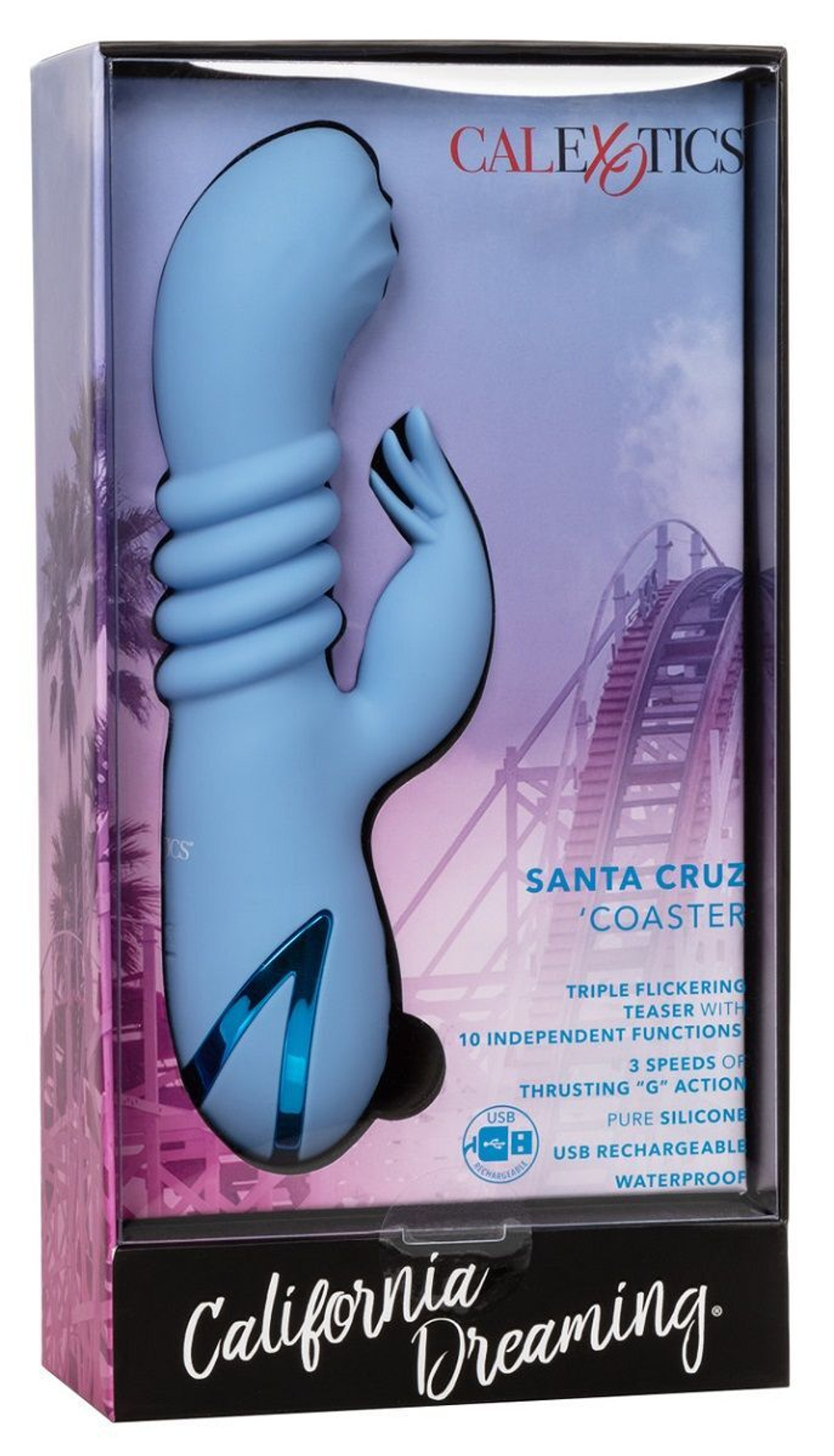 Голубой вибромассажер-кролик Santa Cruz Coaster (Цвет: голубой)