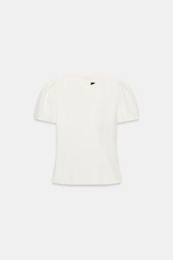 ZARA ТОП С ОБЪЕМНЫМИ РУКАВАМИ, ЖЕЛТОВАТО-БЕЛЫЙ