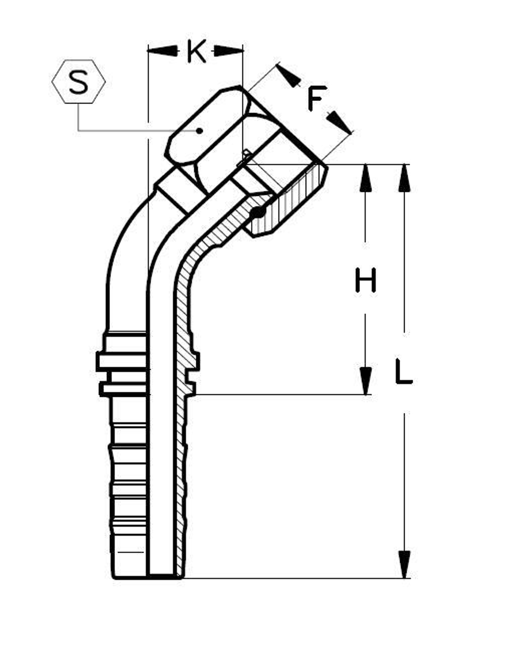 Фитинг DN 25 JIC (Г) 1.5/16 (45) CS