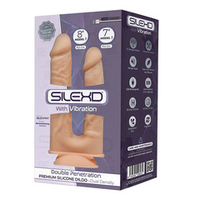 Телесный анально-вагинальный вибратор 17,5см и 19,5см SilexD Silicone Dildo Double Penetration Model 1