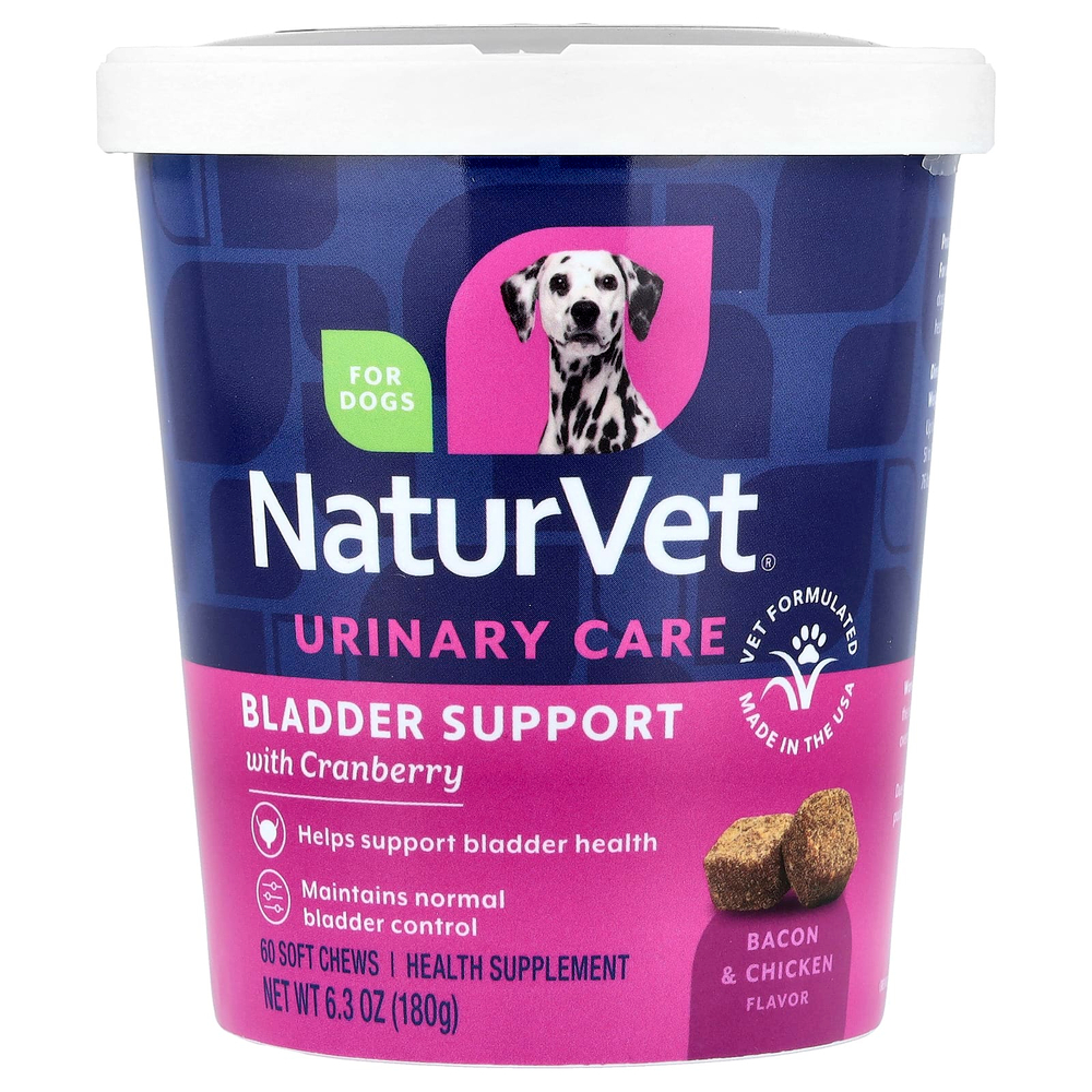 NaturVet, Urinary Care, добавка для поддержки мочевого пузыря с клюквой, для собак, бекон и курица, 60 жевательных таблеток, 180 г (6,3 унции)