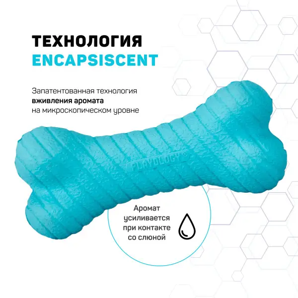 Двухслойная жевательная косточка Playology DUAL LAYER BONE для собак мелких пород с ароматом арахиса, маленькая, цвет голубой