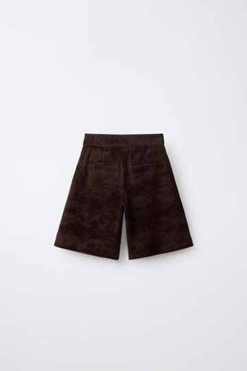 ZARA ДЛИННЫЕ БАРХАТНЫЕ ШОРТЫ, КОРИЧНЕВЫЙ