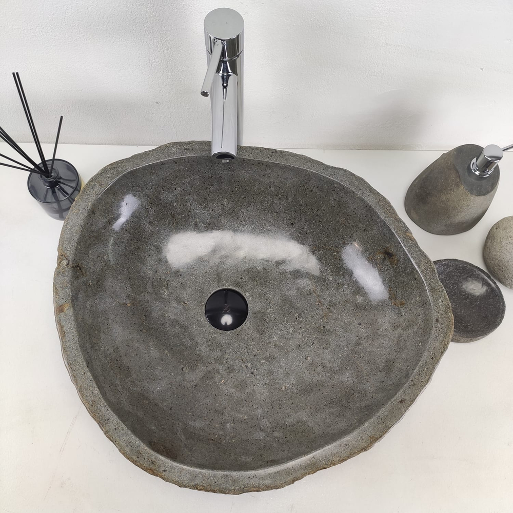 Раковина из речного камня RS-6969 (54x47x16)