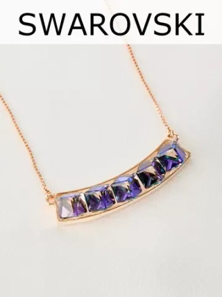 Колье Мираж с дорожкой фиолетовых кубиков Swarovski