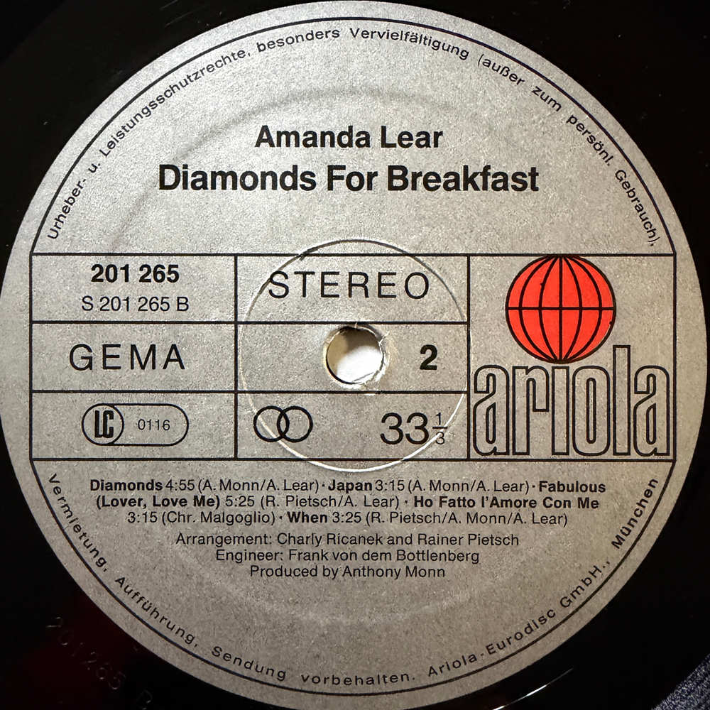 Amanda Lear – Diamonds For Breakfast (Германия 1980г.)
