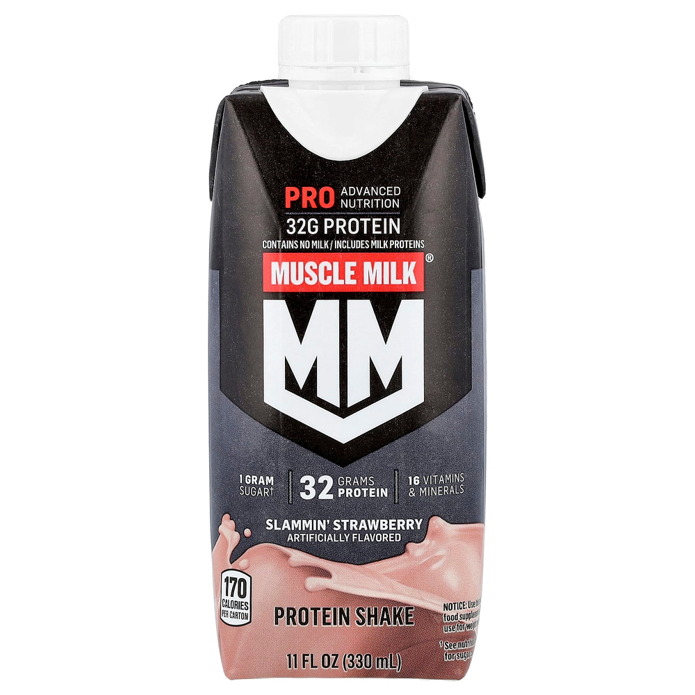 Muscle Milk, Pro Advanced Nutrition, Protein Shake, Slammin' Strawberry, 4 Cartons, 11 fl oz (330 ml) Each