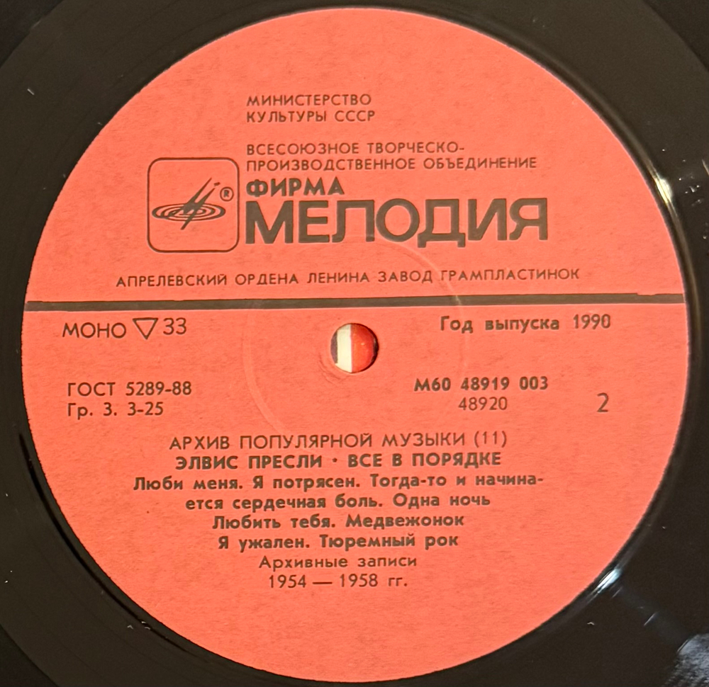Виниловая пластинка Elvis Presley – That's All Righ LP Мелодия