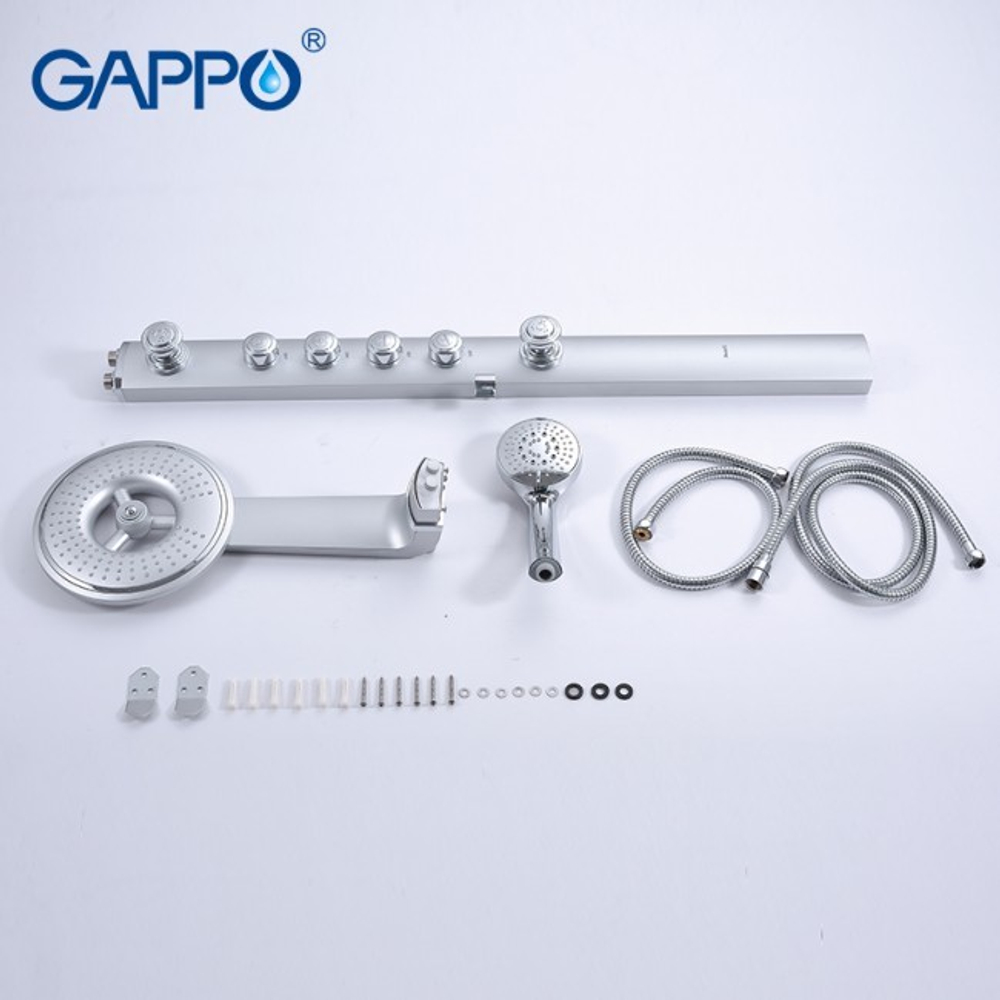 Смеситель GAPPO душевая система, смеситель, матовый хром, излив G2416