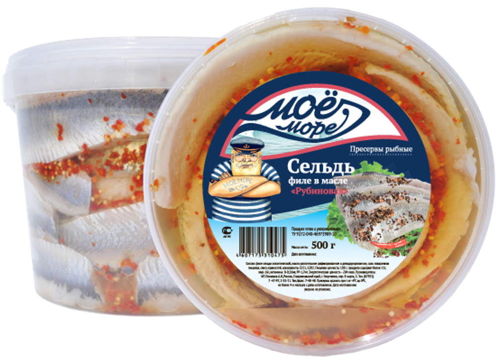 Сельд кусочки в масле Мое Море 725гр