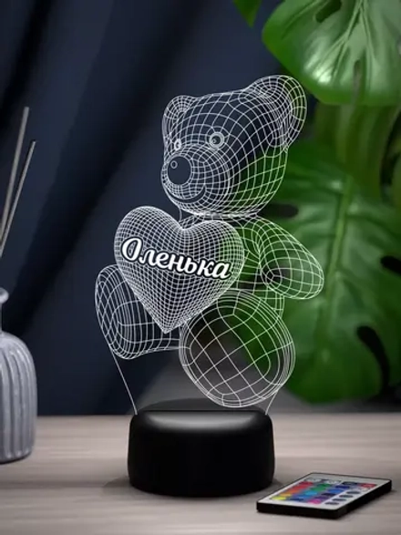 Ночник "Мишка с именем Оленька" - подарок девочке