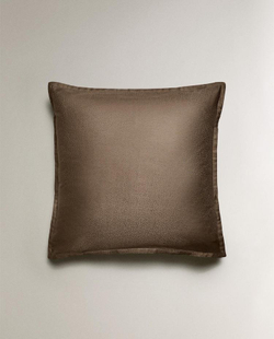 ZARA HOME ЖАККАРДОВАЯ НАВОЛОЧКА ИЗ САТИНА (300 НИТЕЙ), СЕРОВАТО-КОРИЧНЕВЫЙ