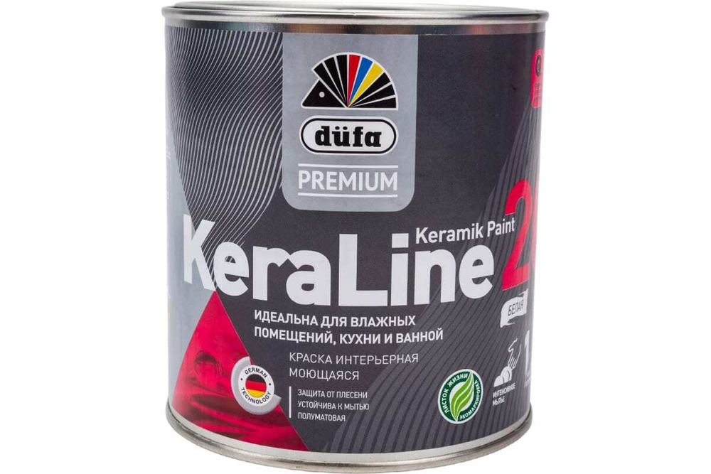 Краска для влажных помещений Düfa Premium KeraLine Keramik Paint 20 полуматовая белая база 1