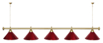Лампа STARTBILLIARDS 5 пл. (плафоны зеленые,штанга золотая,фурнитура золото)