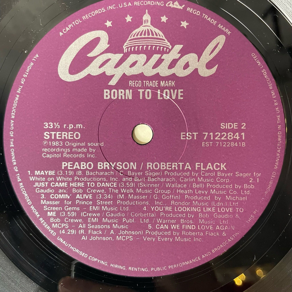 Винтажная виниловая пластинка LP Peabo Bryson, Roberta Flack Born To Love (UK 1983)