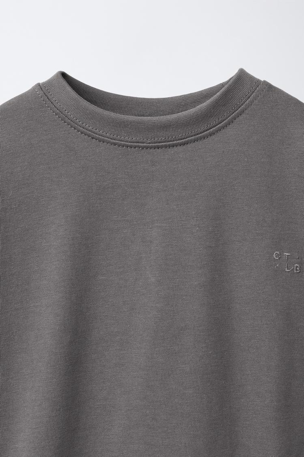 ZARA ФУТБОЛКА HEAVYWEIGHT С ВЫШИВКОЙ, ЖЕМЧУЖНО-СЕРЫЙ