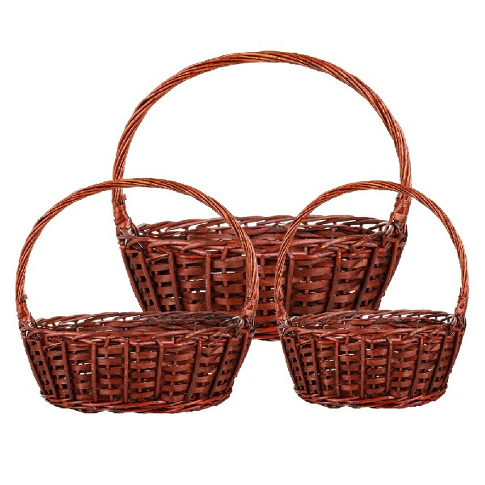 Корзина НАБОР/3шт (ива) 37x30xH12/36см,31x25xH11/31см,26x18xH9/27см КОРИЧНЕВЫЙ