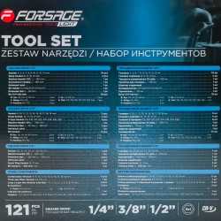 Набор инструментов 121пр. 1/4''3/8''1/2''6гр Forsage LIGHT F LIGHT-41212-5