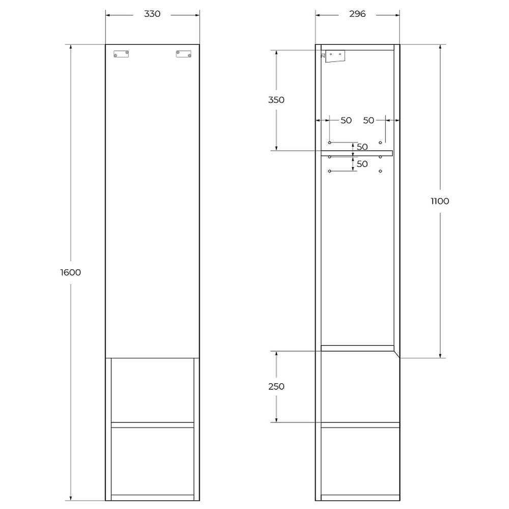 Шкаф пенал BelBagno Kraft 33 R KRAFT-1600-1A-SC-RT-R подвесной Rovere Tabacco