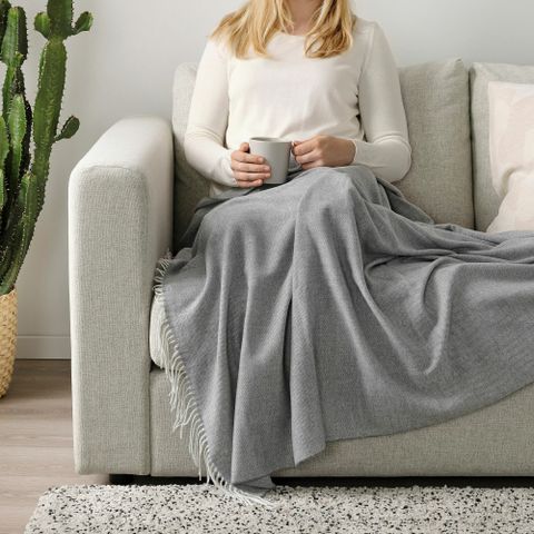 Плед IKEA HOLMVI (ХОЛМВИ), Серый, 120х160 см