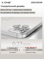 Сапфировое стекло на камеру X-ONE Camera Armor PRO для Apple iPhone 15/15 Plus, Flame