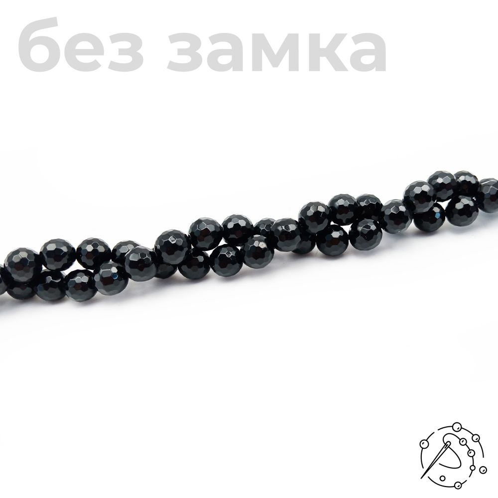 Нить бусин обсидиан с огранкой 8 мм