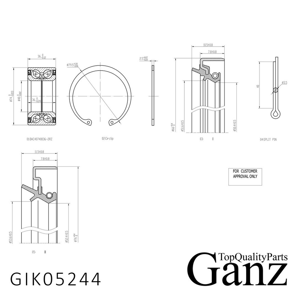 Подшипник ступицы передний NISSAN Almera N16 GANZ GIK05244