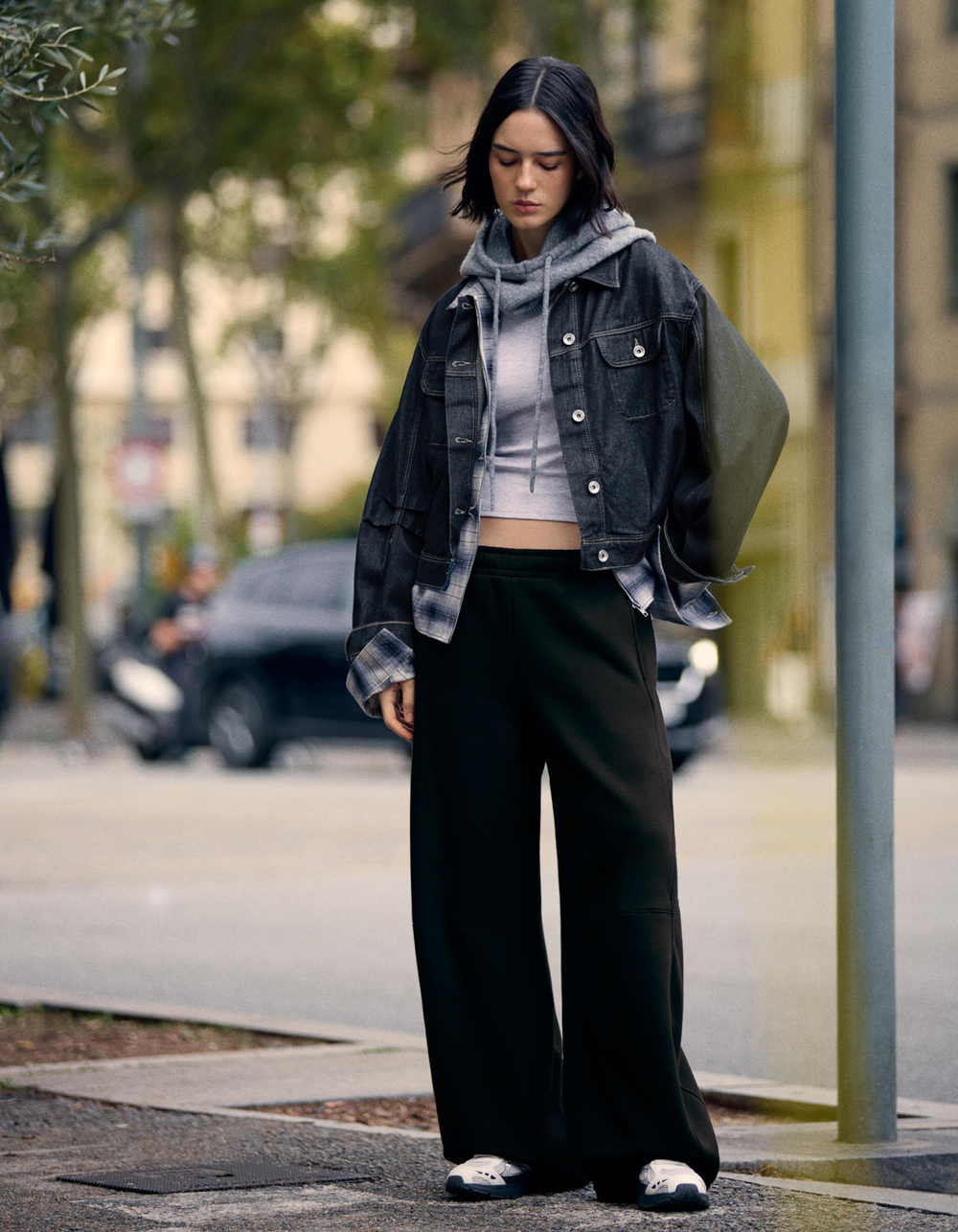 Женские брюки-парашюты из мягкой ткани - BERSHKA