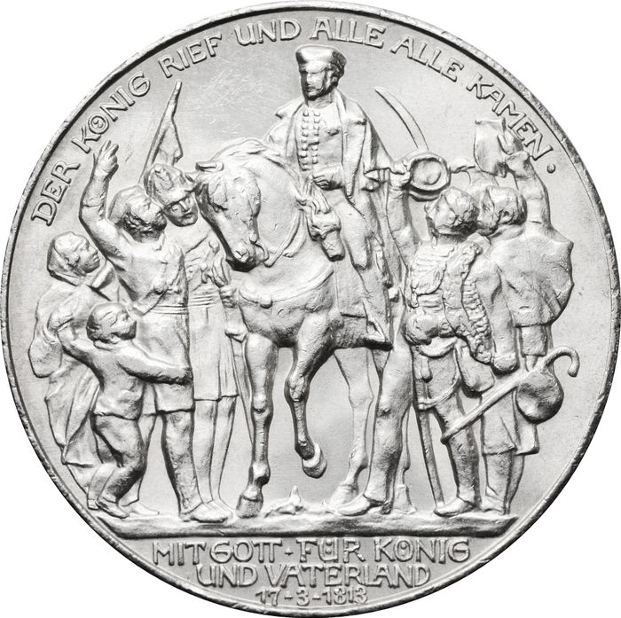 3 марки 1913 Германская Империя, Пруссия «100 лет объявлению войны против Франции»