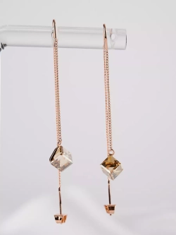 Серьги-протяжки Миражи с кристаллами Swarovski шампань