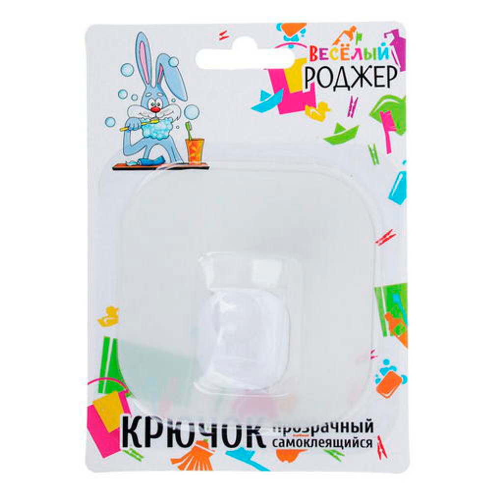 Крючок самоклеящийся, прозрачный, 9х9см, силикон, пластик (440-288)