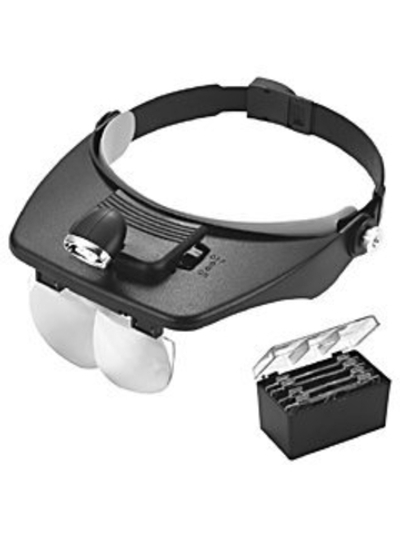 Лупа налобная с подсветкой 4 сменных стекла (2LED) MG 81001-A Magnifier