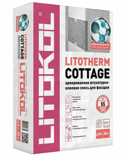 Штукатурная смесь LITOTHERM Cottage  Цвет: Серый  25 кг, Litokol