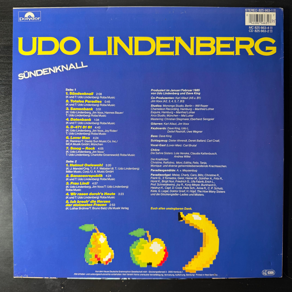 Udo Lindenberg ‎– Sündenknall (Германия 1985г.)