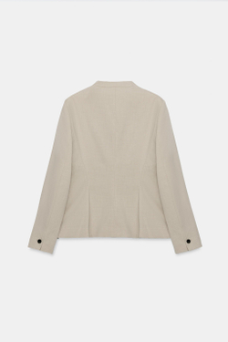 ZARA ПРИТАЛЕННЫЙ БЛЕЙЗЕР С ПОДПЛЕЧНИКАМИ, ПЕСОЧНЫЙ