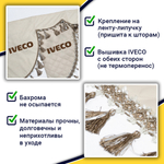 Ламбрекен с косынками стеганые Iveco (экокожа, бежевый, бежевые кисточки)