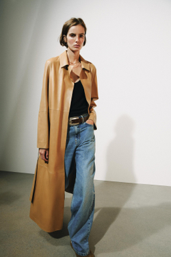 ZARA ДЛИННЫЙ ТРЕНЧ ИЗ НАТУРАЛЬНОЙ КОЖИ, ЦВЕТ ВЕРБЛЮЖЬЕЙ ШЕРСТИ