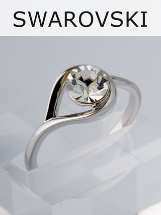 Кольцо Белла с белым кристаллом Swarovski в родии