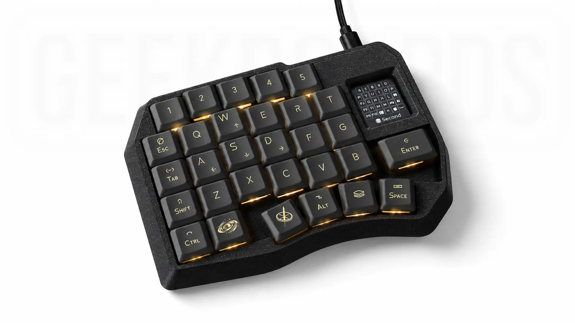 Игровая мини-клавиатура Ergohaven Space Mission 30 Black, студийный общий вид на белом фоне