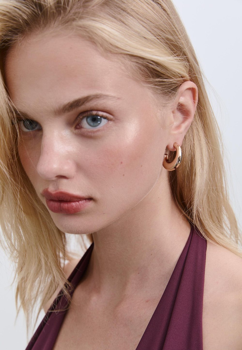 STRADIVARIUS Набор из 2 пар сережек-капель и колец, экрю