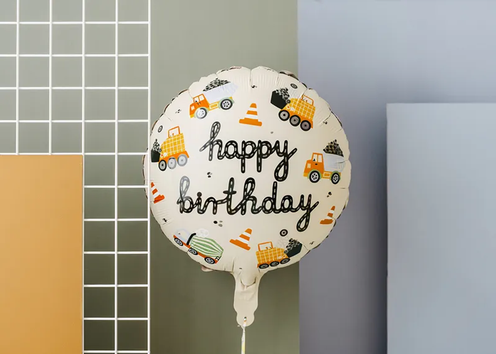 Шар "С Днем Рождения" [Happy Birthday] "Стройка" (45 см)