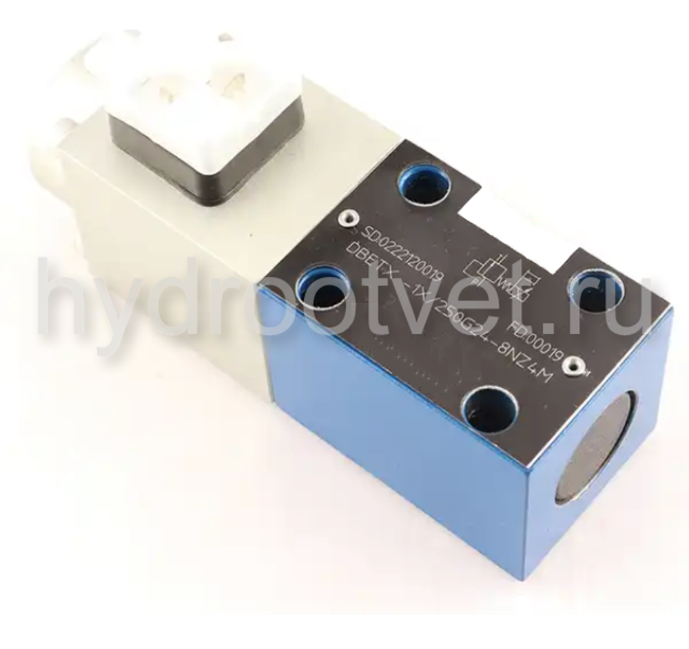 DBETX–1X/80G24–25NZ4M - Пропорциональный предохранительный клапан (расход до 1 л/мин), давление регулировки до 80 бар, сила тока на катушке 2.5 A max